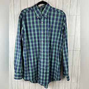 Southern Tide Men’s Green Plaid Checkered Long Sleeve‎ Button Down Shirt Large